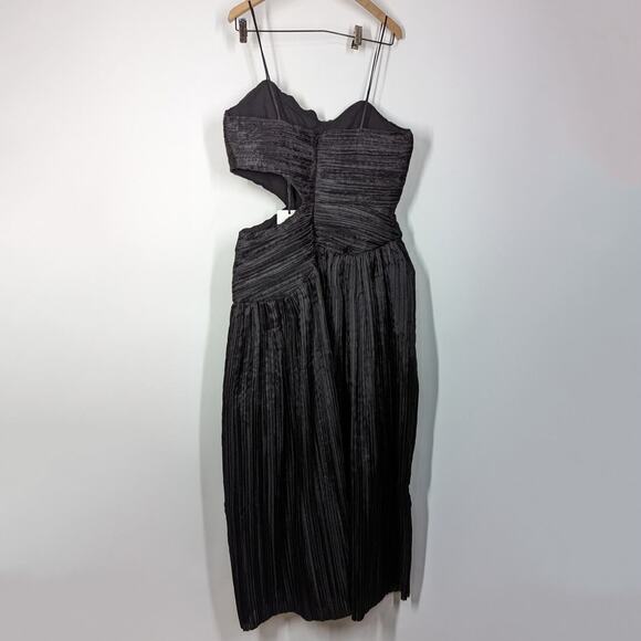 Aje Laurier Wave Maxi Dress Cutout Plisse Organza Black Gown Size 10 US NWT - Picture 6 of 12